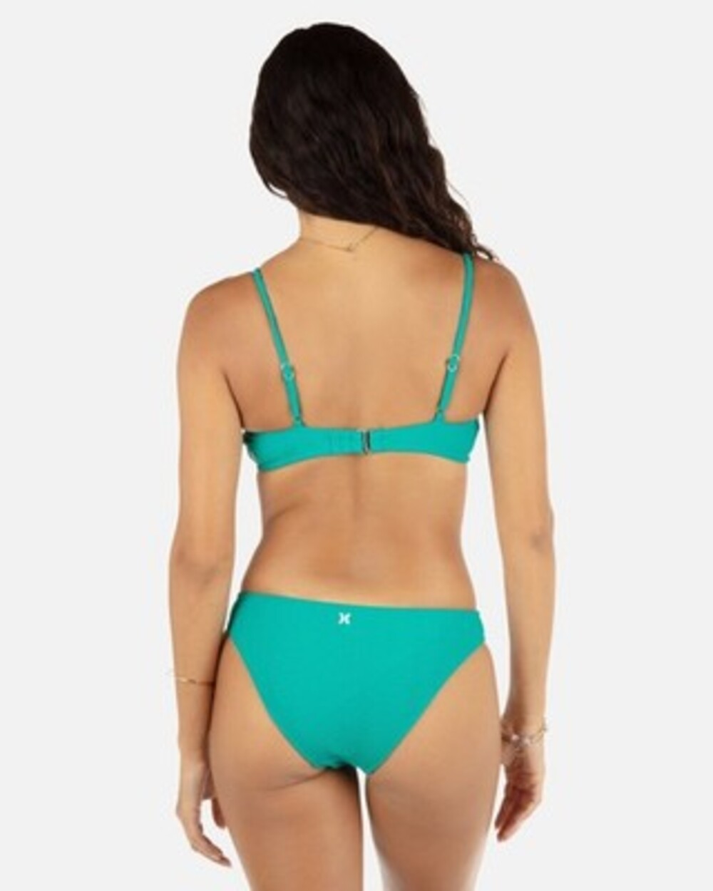 Hurley Wave Srunch Moderate Bikini Bottoms Juniors' M Teal Elasticated Waistband